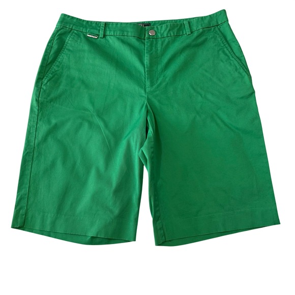 L RL Ralph Lauren Pants - L RL Ralph Lauren Women Green Bermuda Shorts Size 14 Cotton Blend
